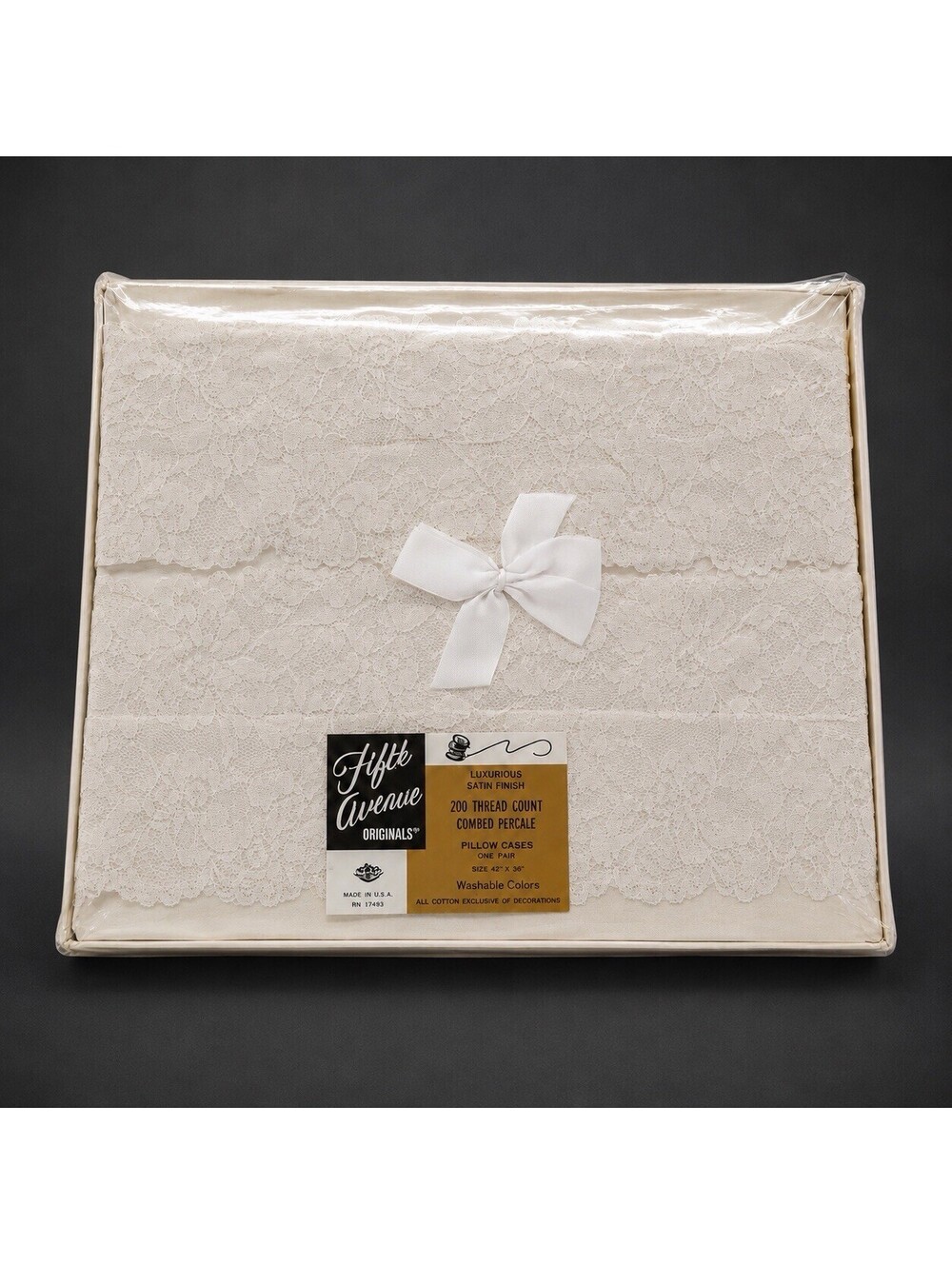 Vintage Fifth Avenue Originals Off White/Eucru Pillowcases Sealed with Box READ!